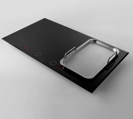 Teppanyaki bakplaat voor inductie met flexzone, geschikt voor grotere pannen, afmetingen 37 x 28 cm, ideaal voor inductiekoken.