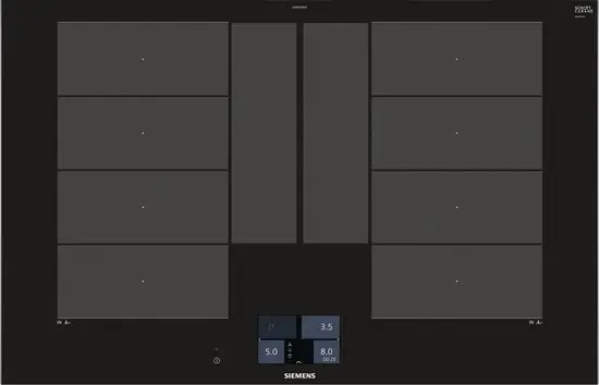 Siemens EX875KYW1E: Geavanceerde 80 cm inductiekookplaat met powerMove Plus en PowerTransfer voor intelligente kookzonebediening